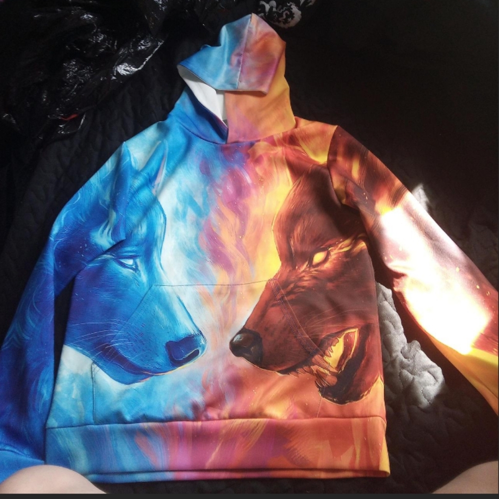 Kids Colorful Wolf Hoodie
